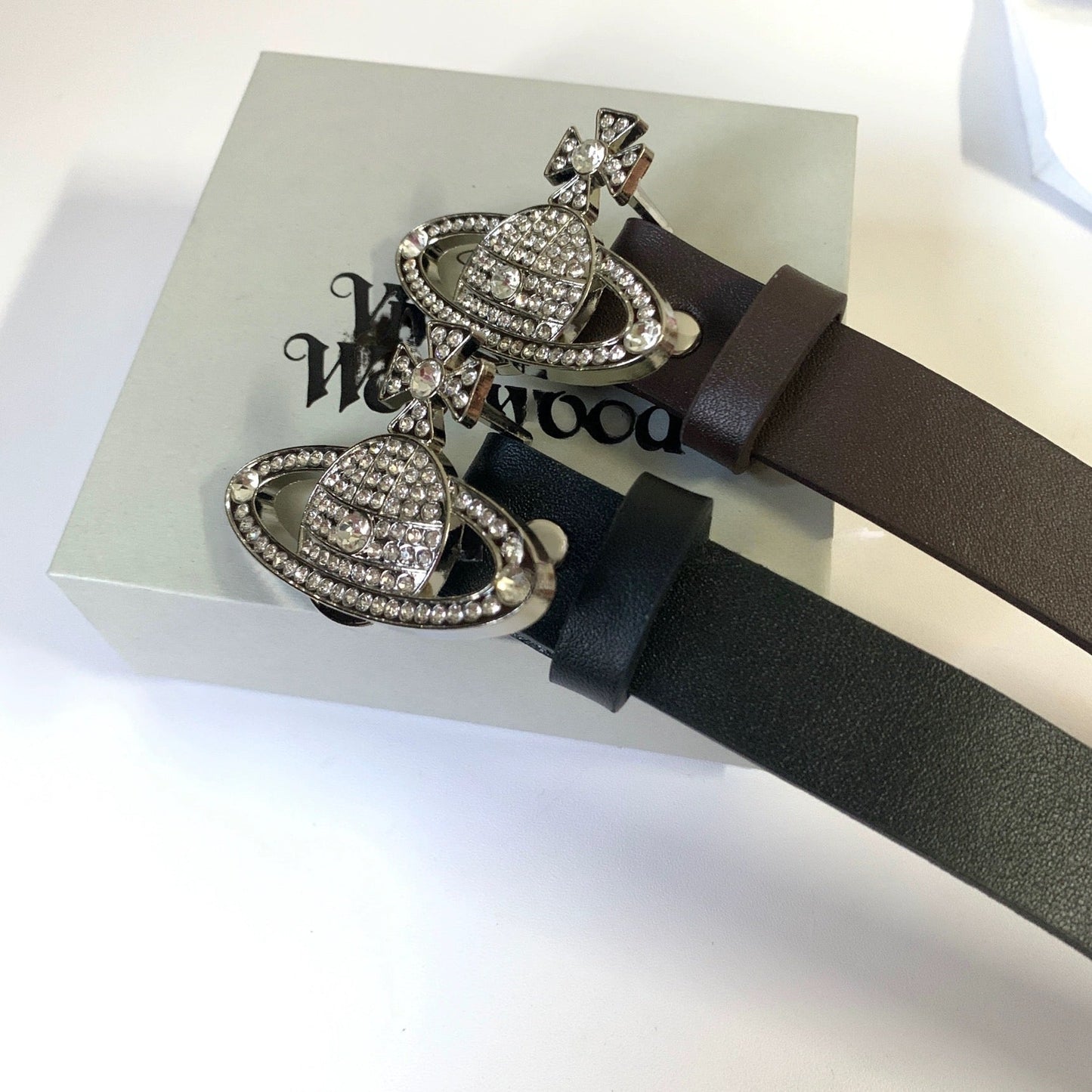 Belt with Diamond Saturn Buckle (with box)