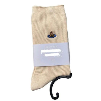 Embroidered Orb Ribbed Socks
