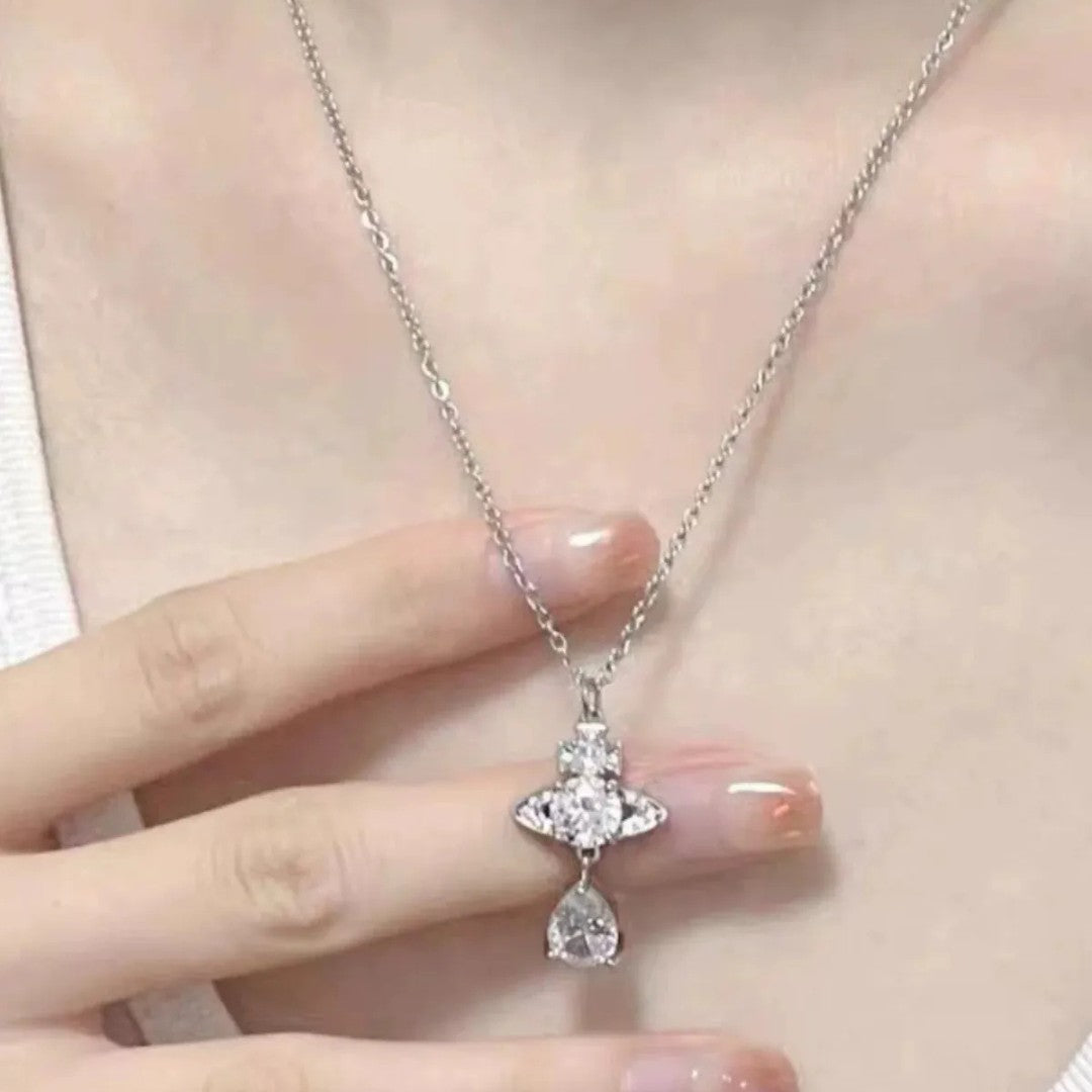 ISMENE Saturn Drop Gem Necklace