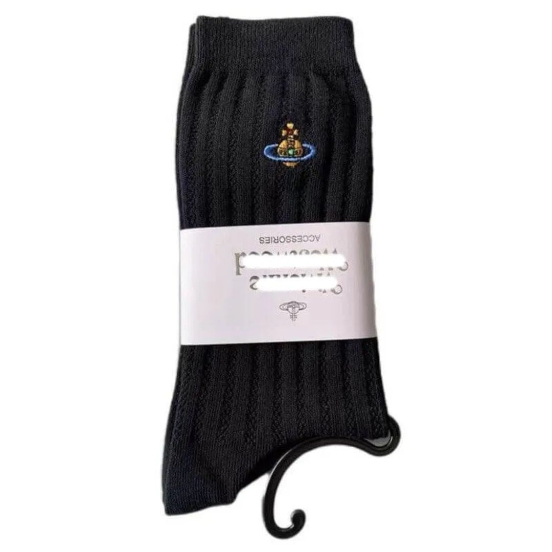 Embroidered Orb Ribbed Socks