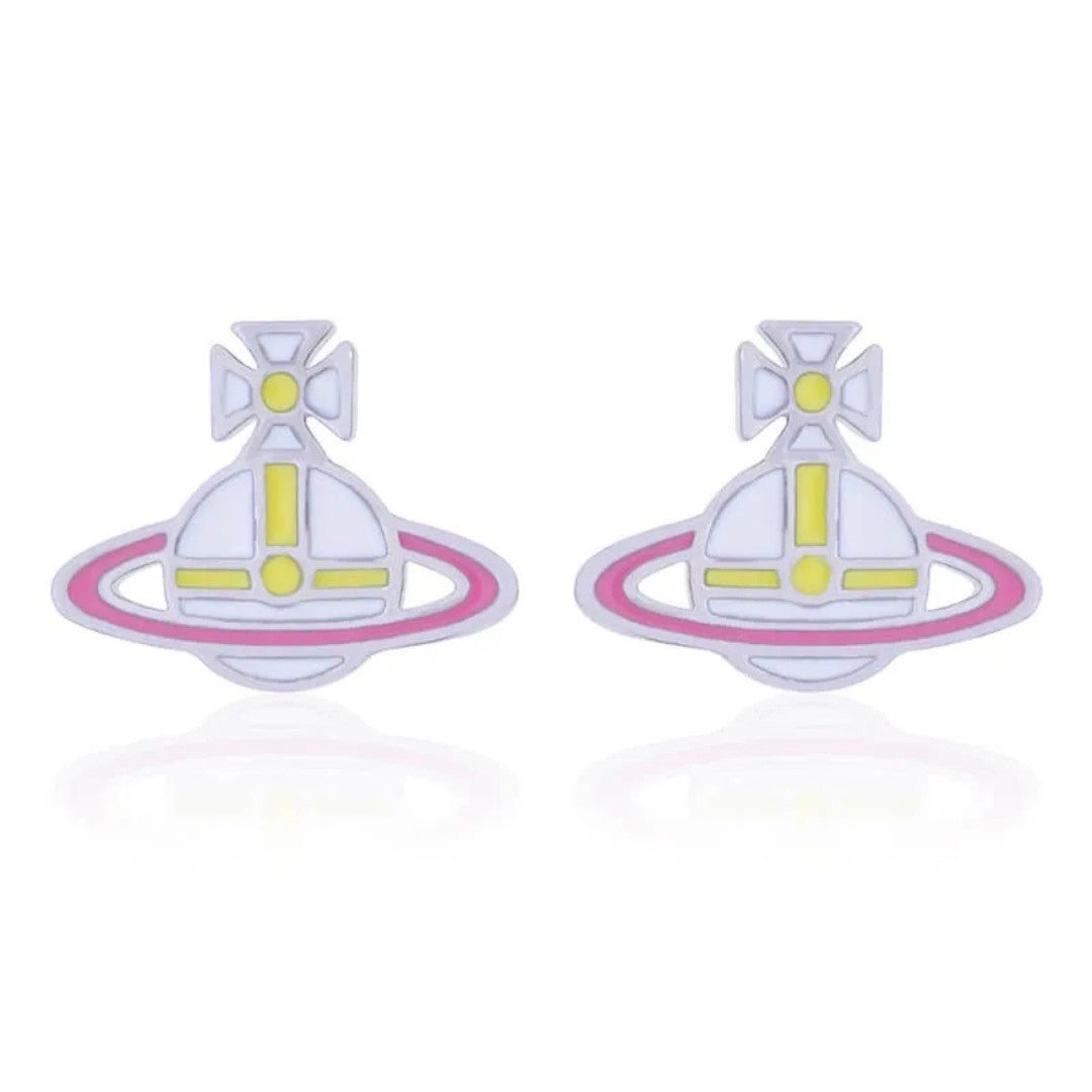 Flat Lacquered Saturn Earrings