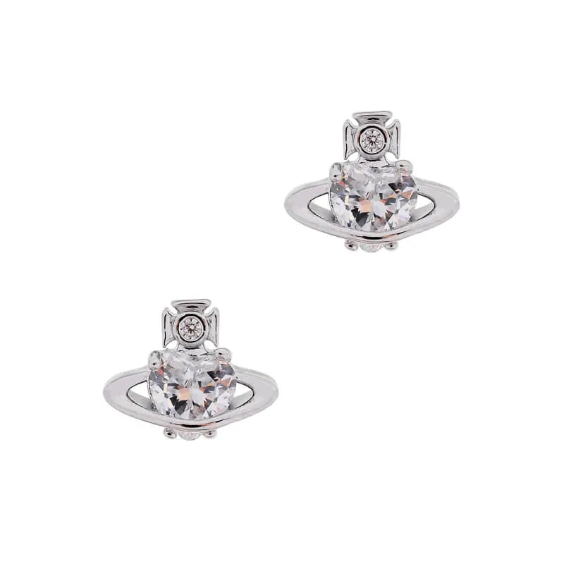 Small Four-Claw Heart Zirconia Stud Earrings