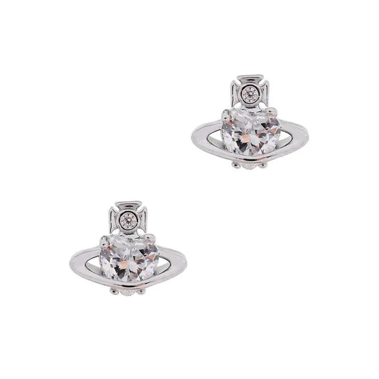 Small Four-Claw Heart Zirconia Stud Earrings