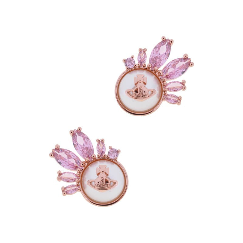 Large Pearl Malachite Stud Earrings (with box)