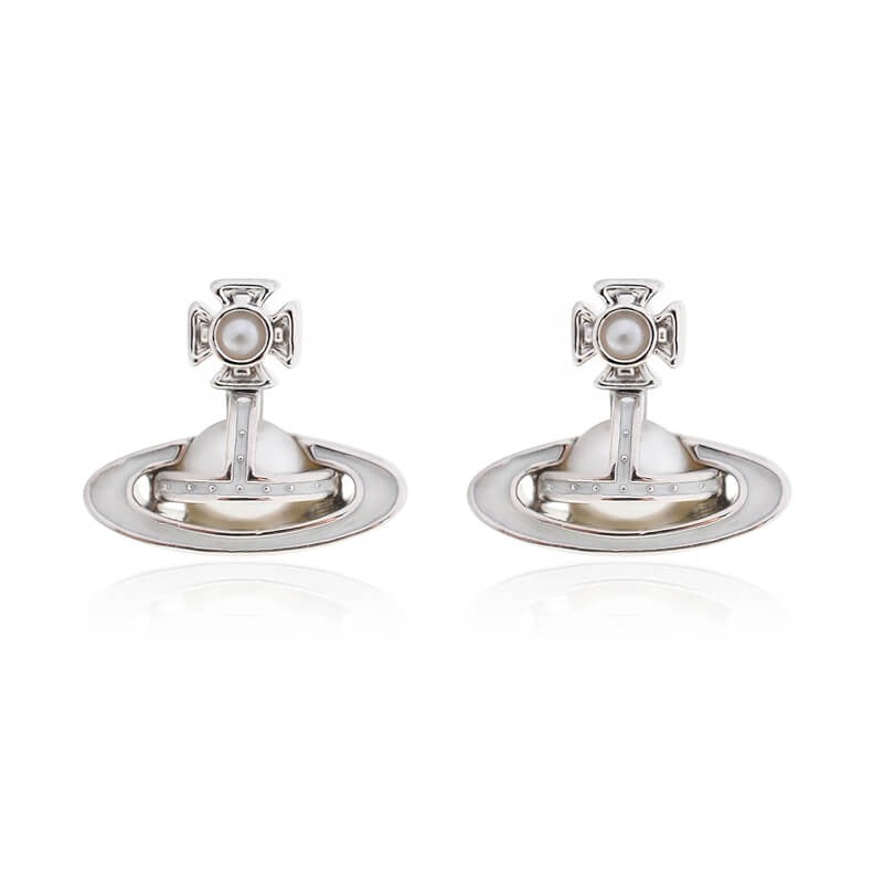 SIMONETTA Lacquered Raised Half-face Pearl Earrings (with box)