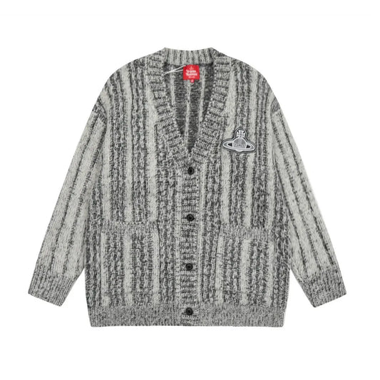 Striped Knit Oversized Cardigan