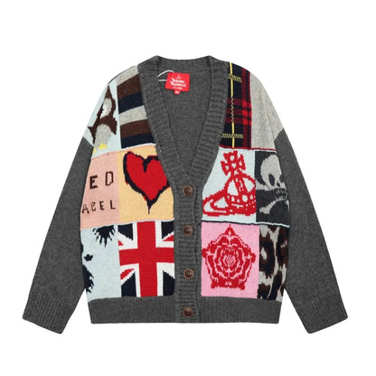 Heritage Motif Patchwork Cardigan