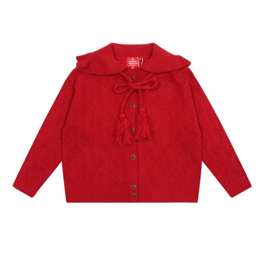 Tassel Collar Knit Cardigan