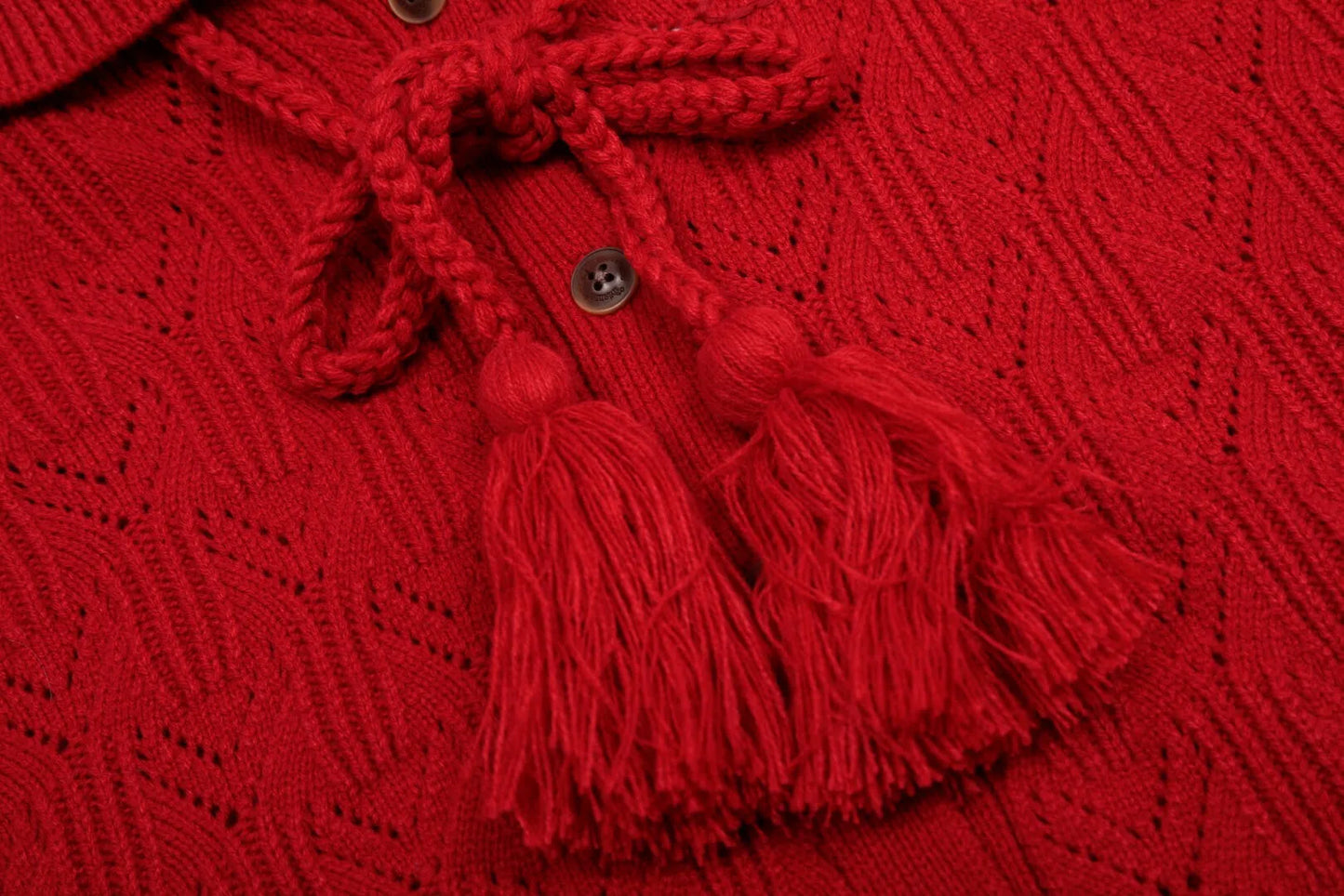 Tassel Collar Knit Cardigan