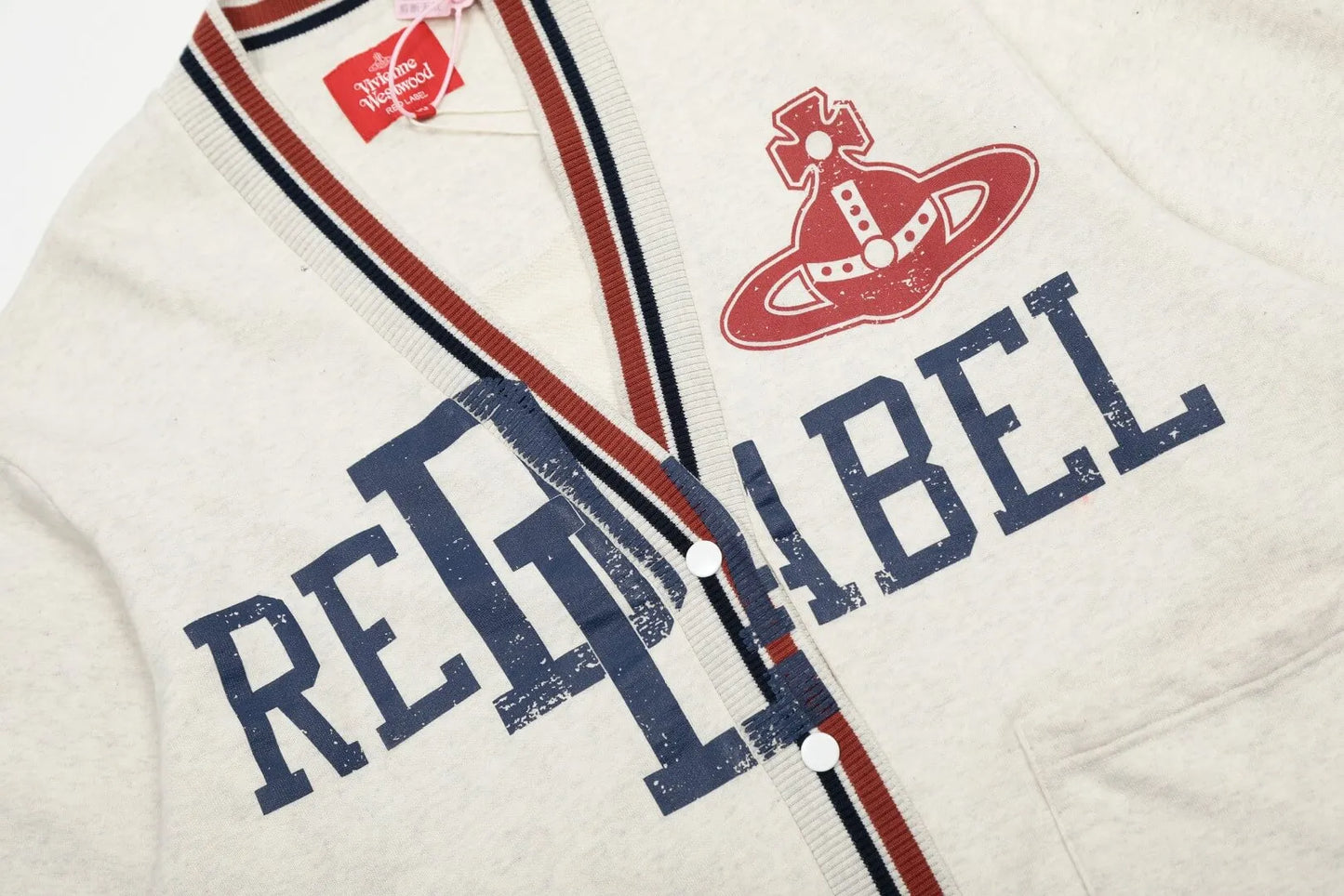 Red Label Embroidered Logo Knit Cardigan