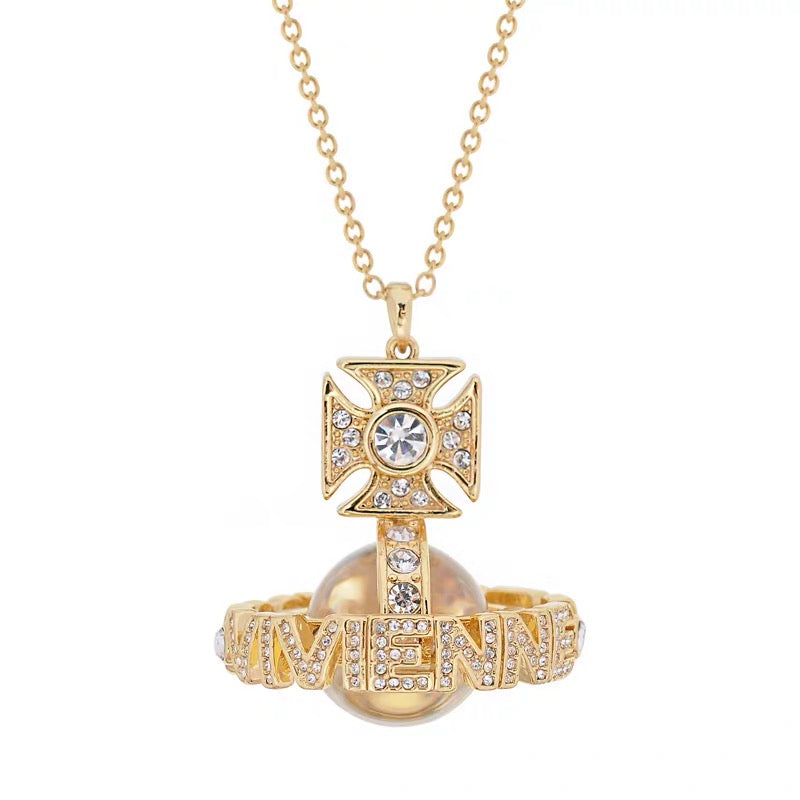 Silver & gold letter necklace (with box)