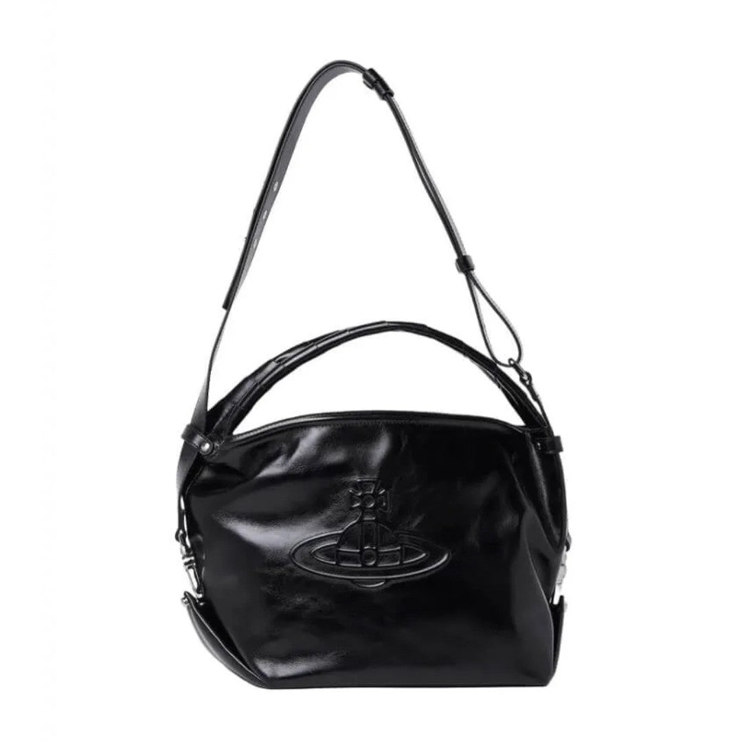 Glossy Leather Shoulder Tote Bag