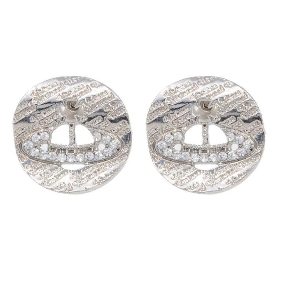 Curved Circle Cutout Saturn Earrings