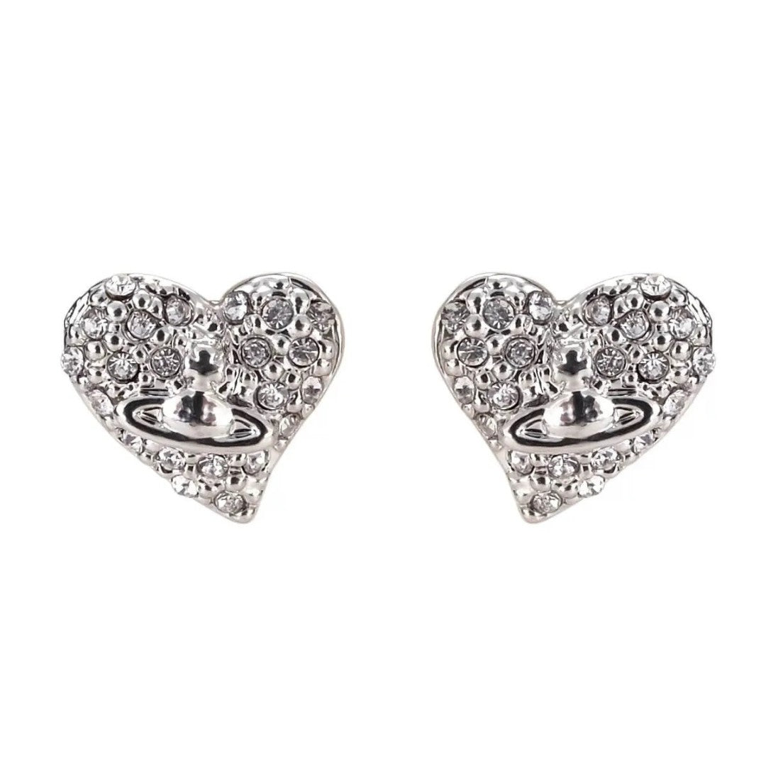 Full Diamonds Heart Saturn Earrings