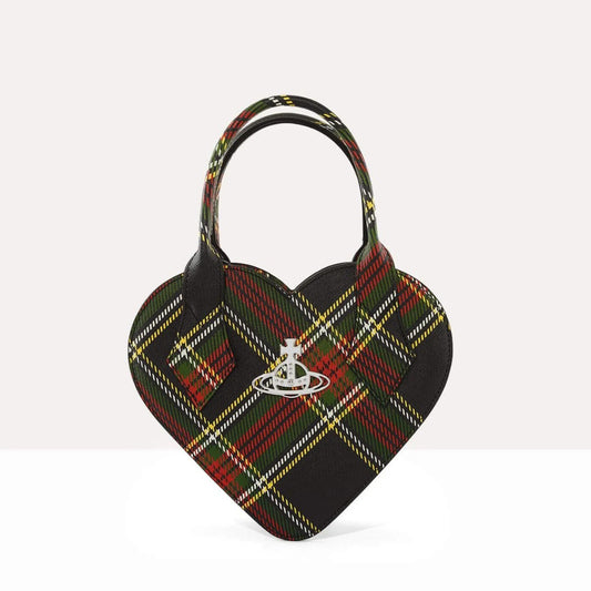 Tartan Heart Crossbody Bag with Structured Handles