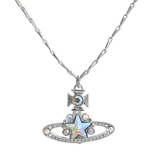 Celestial Radiance Pentagram Orbit Necklace