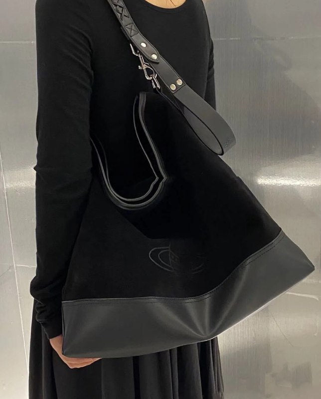 Oversized Suede Leather Hobo Tote