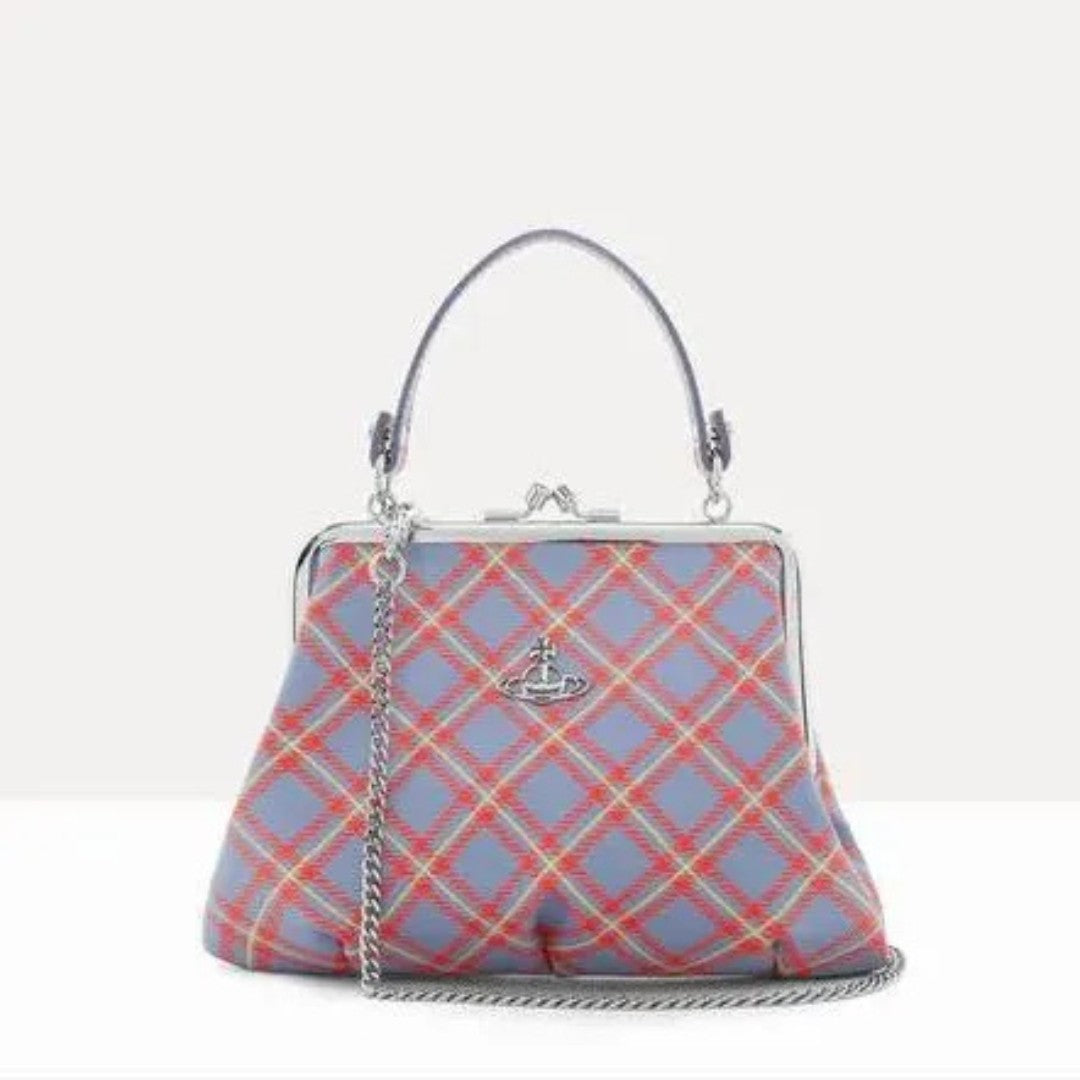 Plaid Kiss-Lock Granny Frame Purse