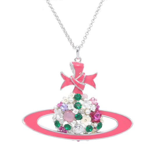 Large Flower Saturn Necklace