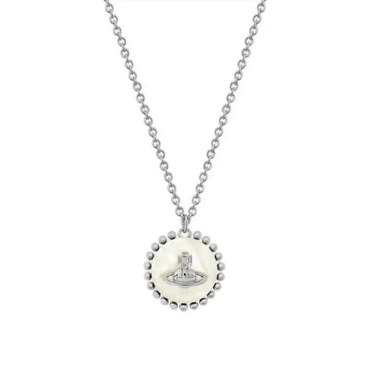 NEYLA Round Pearl Saturn Necklace