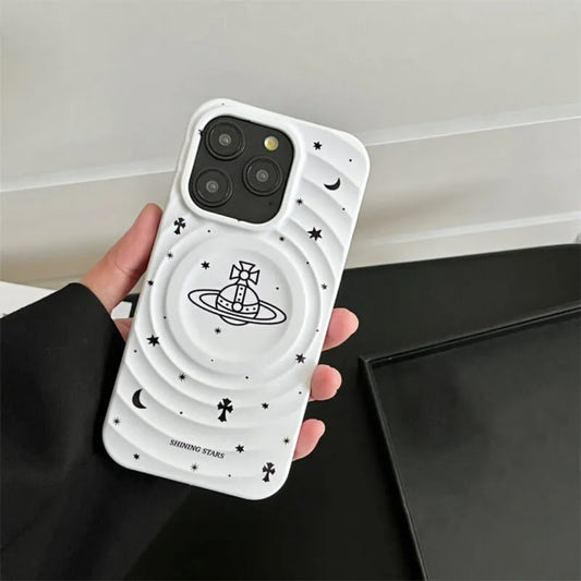 White 3D Saturn Phone Case