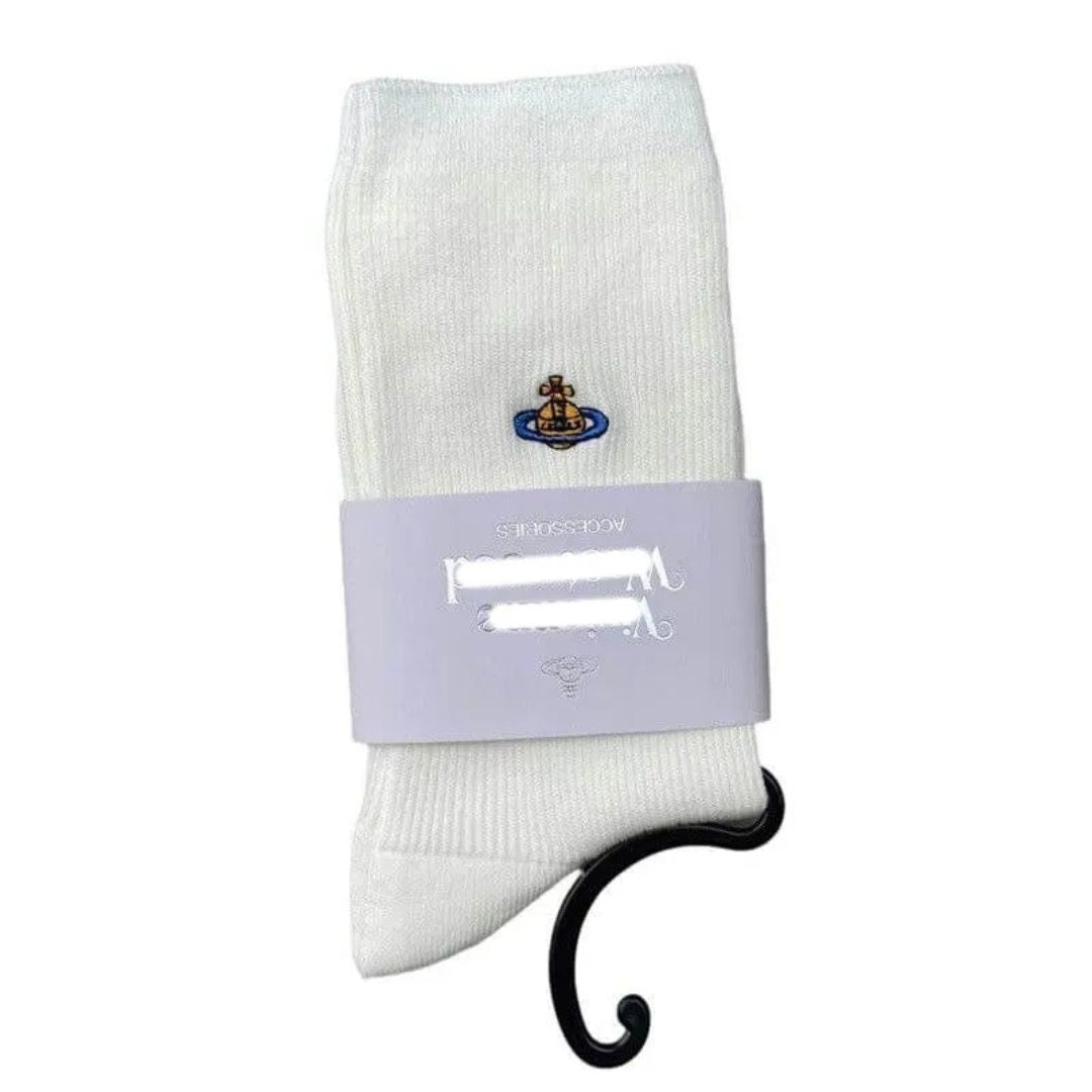 Embroidered Orb Ribbed Socks