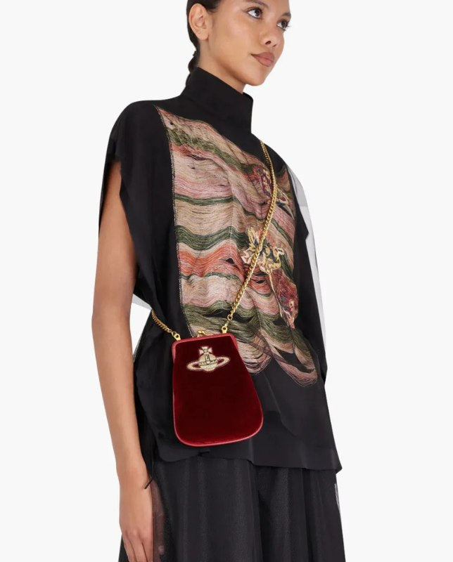 Velvet Kiss-Lock Mini Crossbody Bag