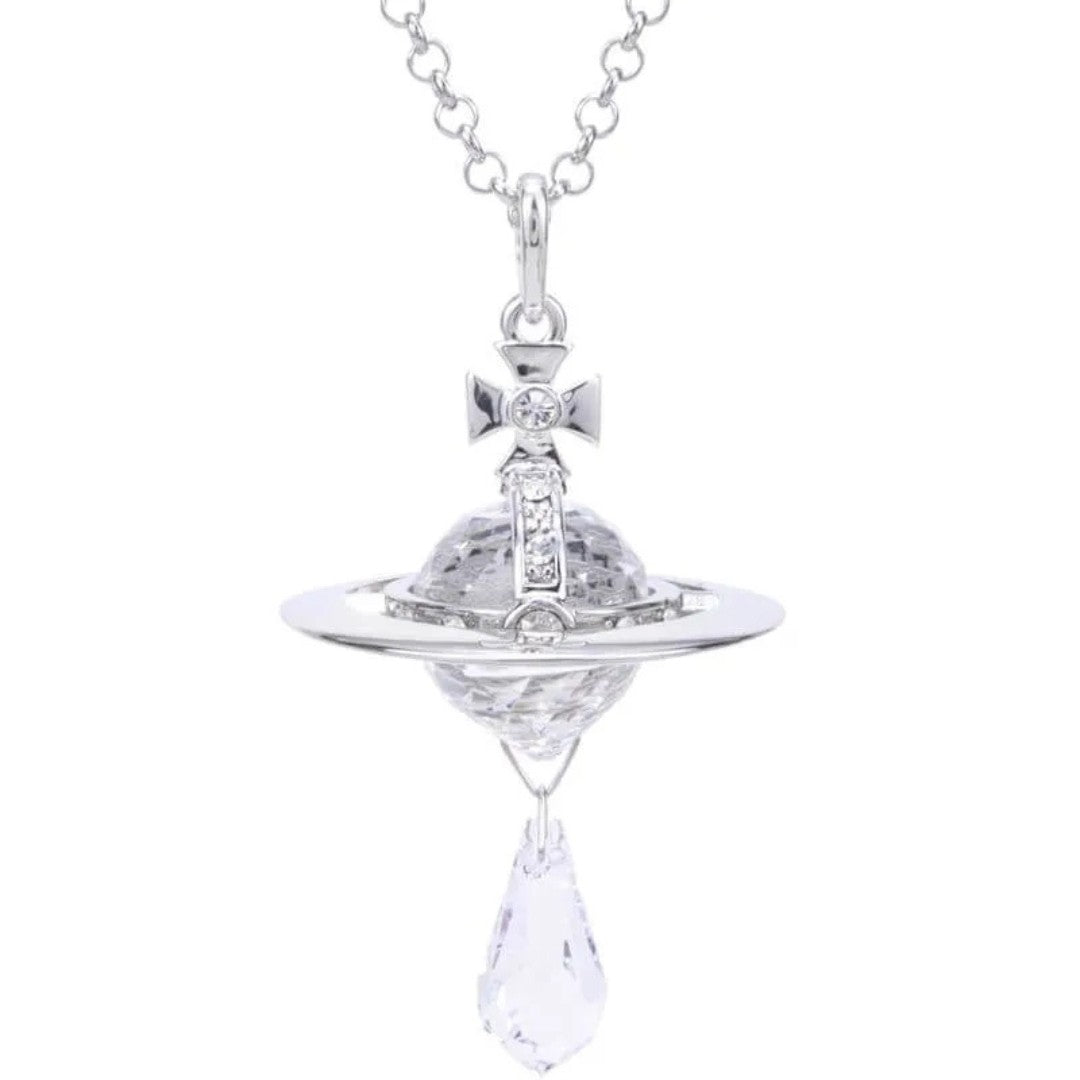 Medium Saturn Crystal Necklace