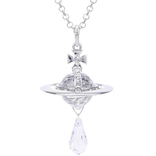 Medium Saturn Crystal Necklace
