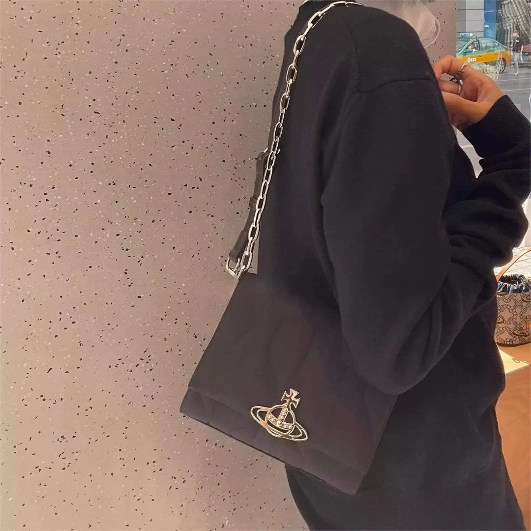 Quilted Nylon Crossbody Saturn Bag