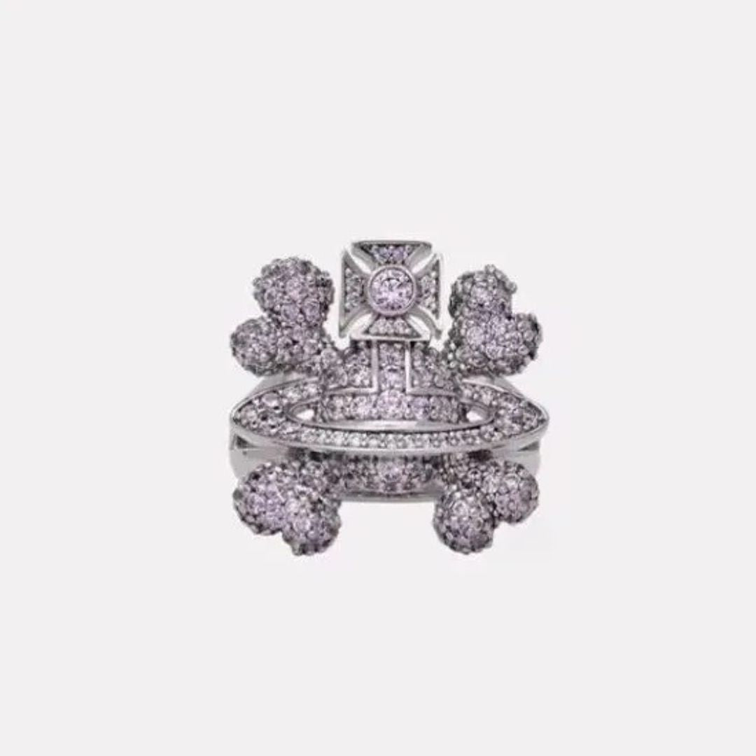 Crystalline Orb Flower Cluster Ring