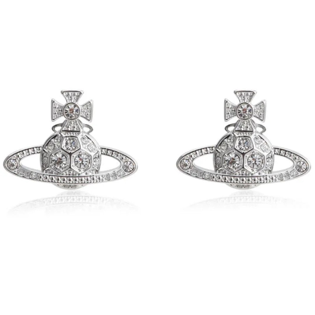 Honeycomb Diamond Saturn Earrings