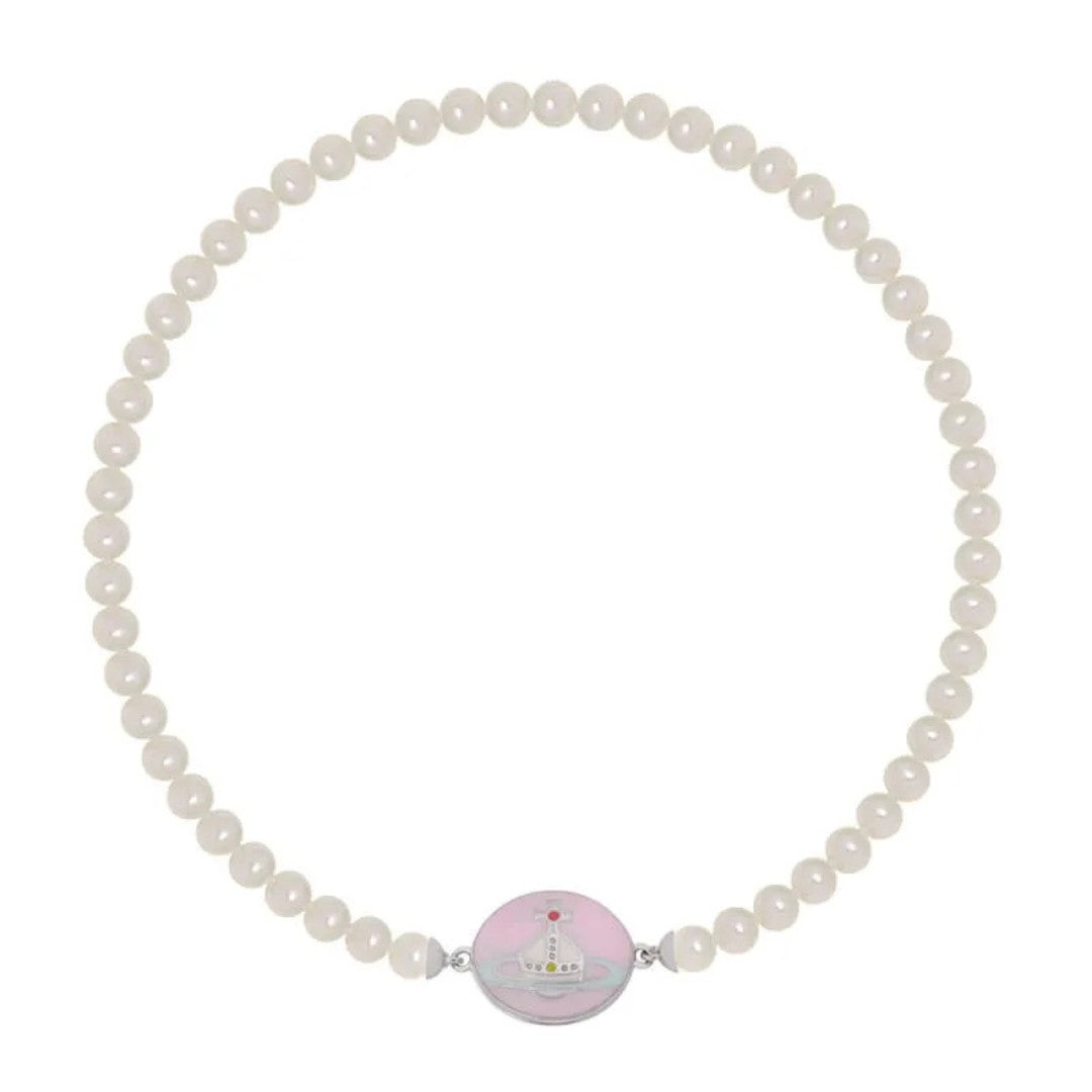Enamel Suction Pearl Necklace