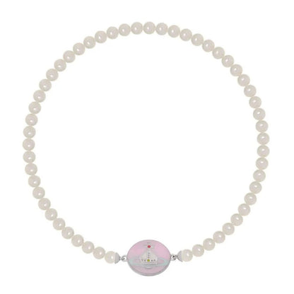 Enamel Suction Pearl Necklace