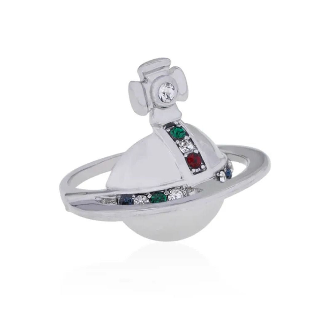 Gem-Embellished Planet Orb Pendant