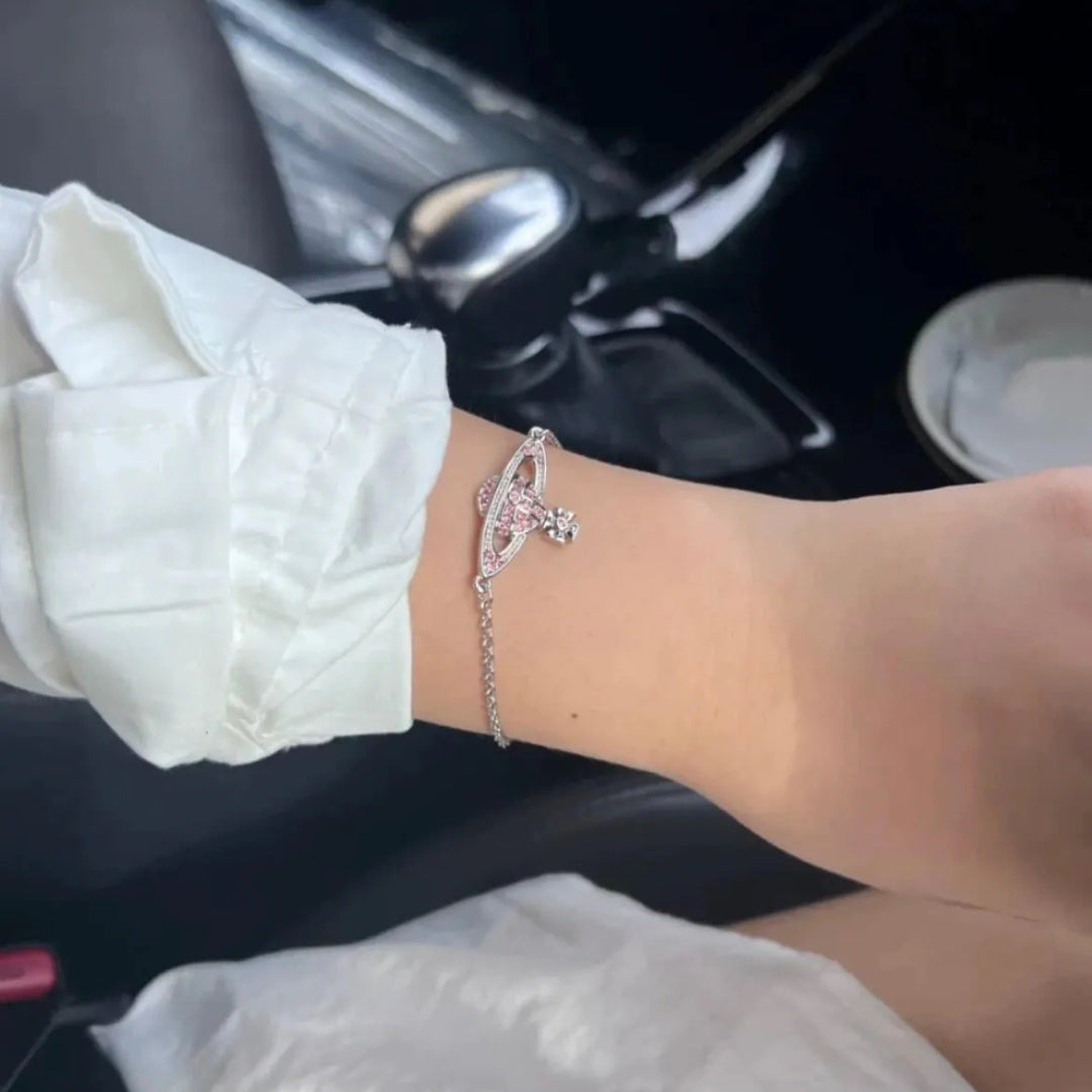 Crystal Orb Emblem Chain Bracelet