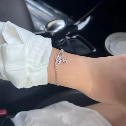 Crystal Orb Emblem Chain Bracelet