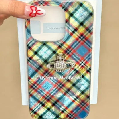 Vivienne Westwood Iridescent Multicolor Tartan Phone Case