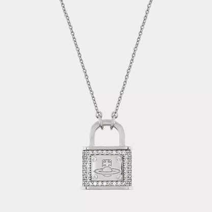 Fitzrovia Pendant Full Diamond Lock Necklace