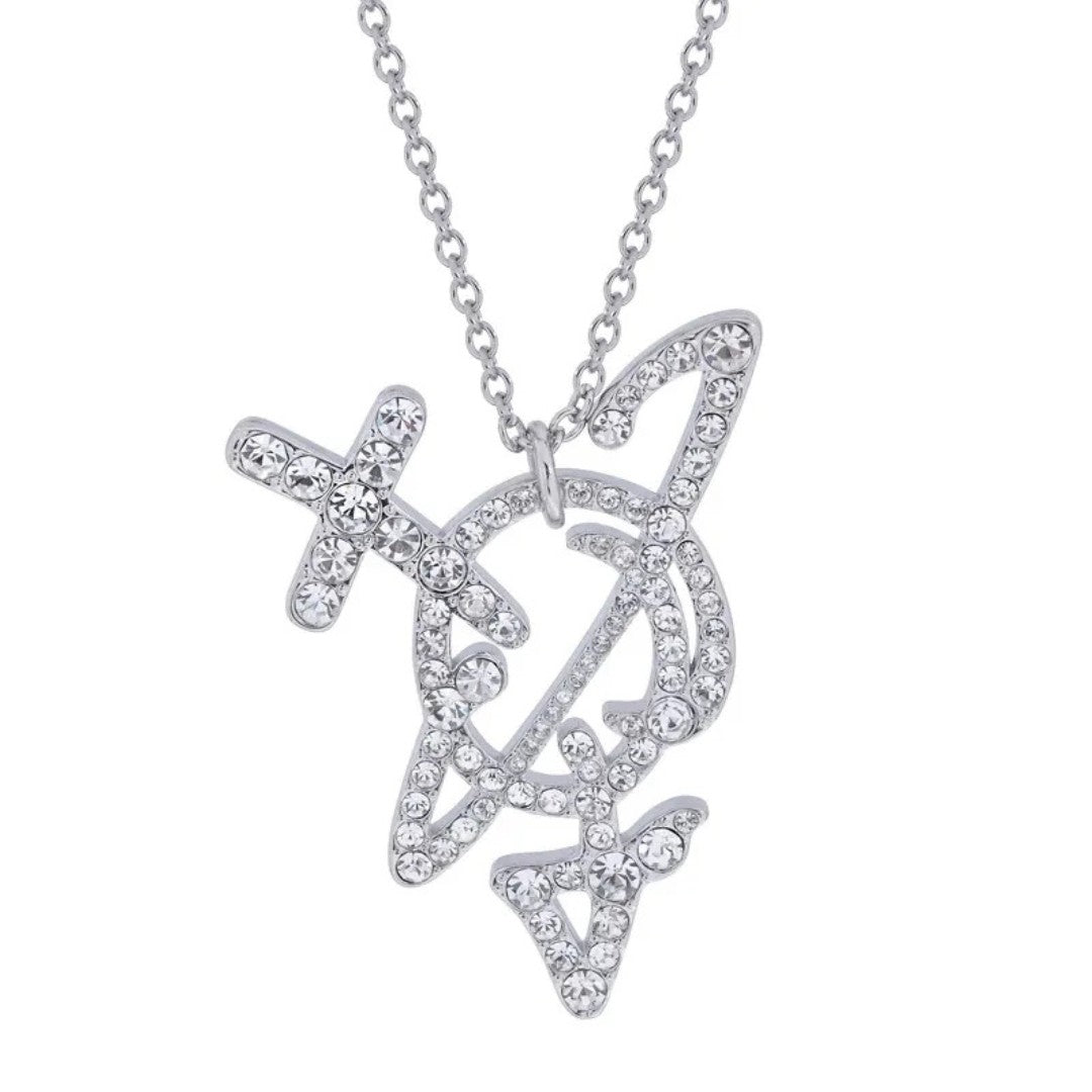 Large Line Arrows Saturn Necklace