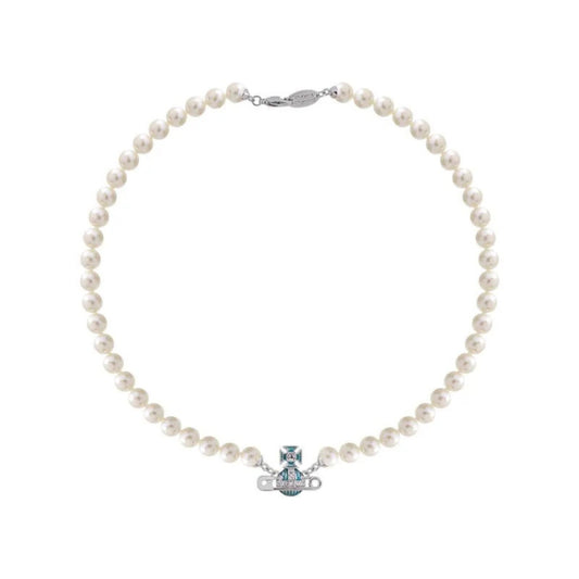 KITTY Pin Lacquered Saturn Pearl Necklace