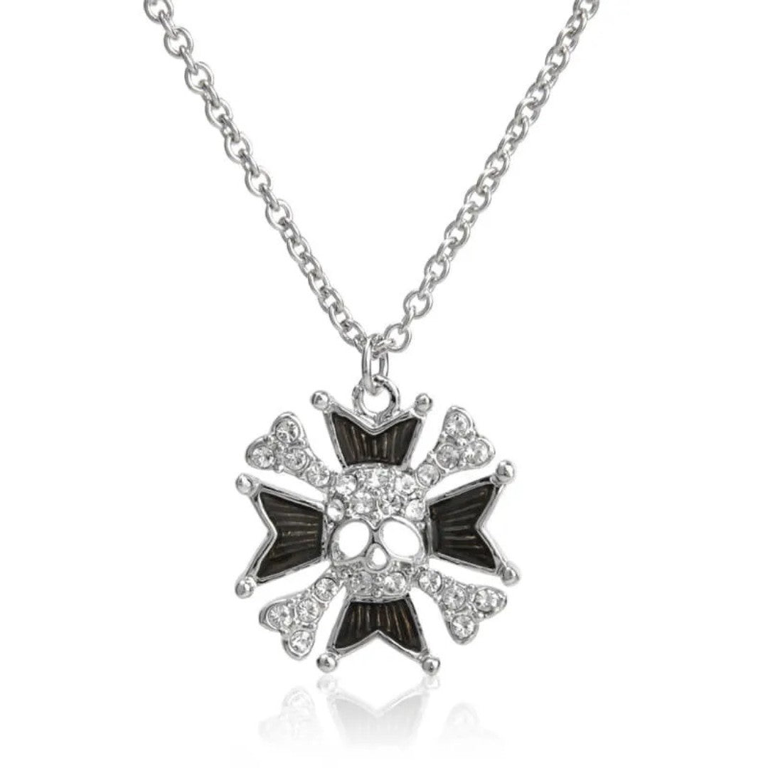 Lacquered Medallion Skull Necklace