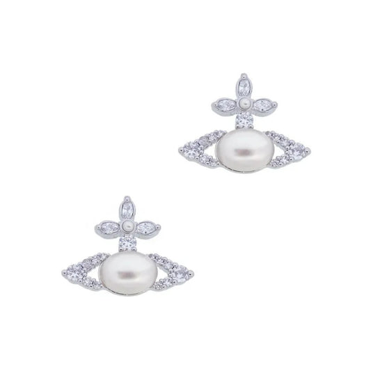 ADA Oval Pearl Diamond Earrings