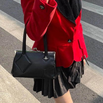 Retro Kiss-Lock Leather Tote