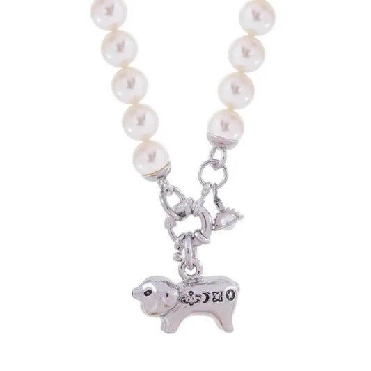 JUANITA Pig Saturn Letters Pearl Necklace