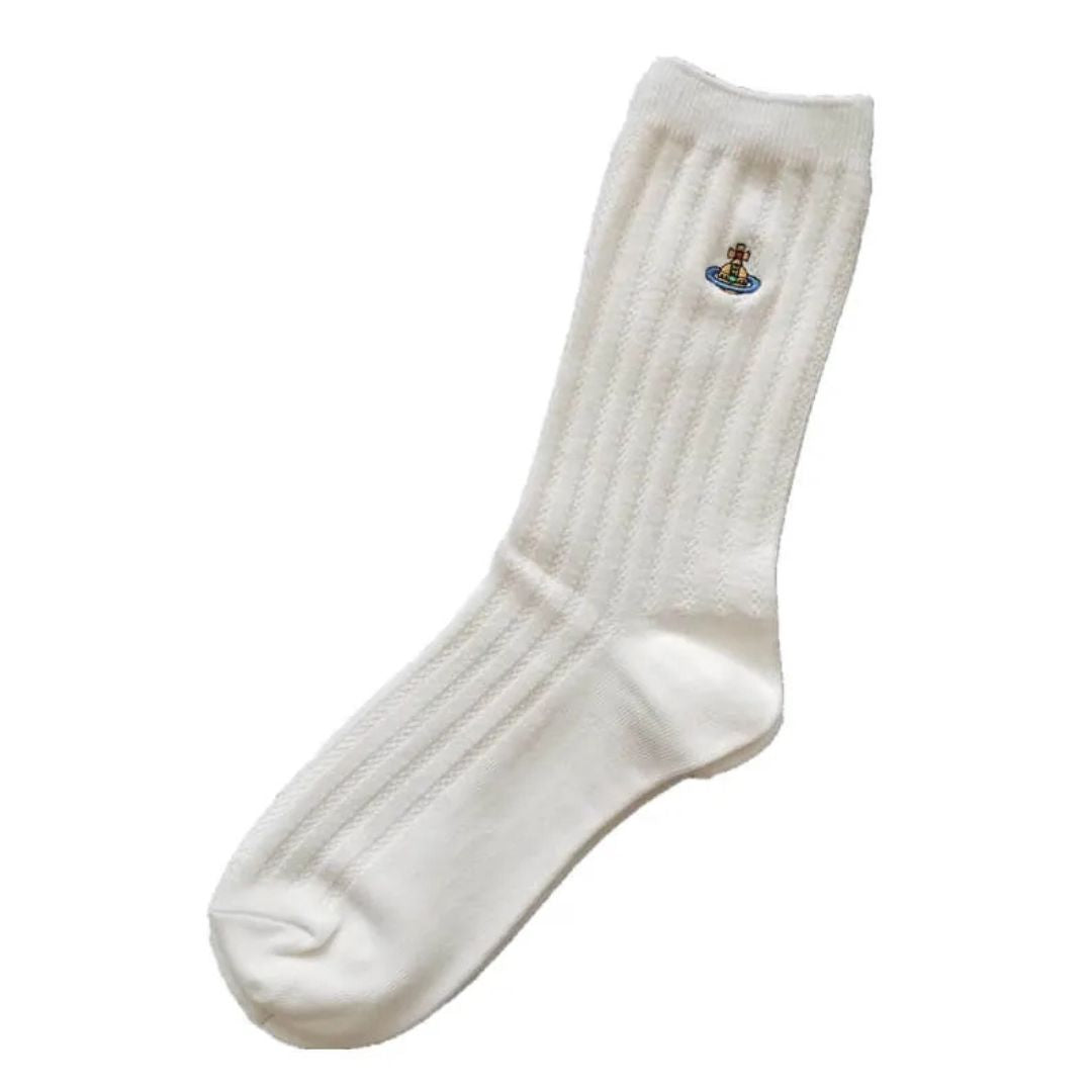 Embroidered Orb Ribbed Socks