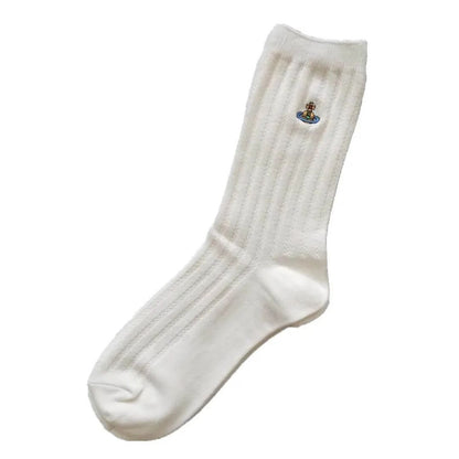 Embroidered Orb Ribbed Socks