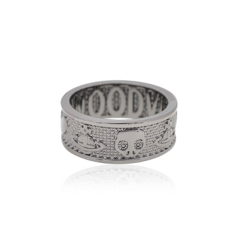 Wide Sided Skull Heart Ring (with box)