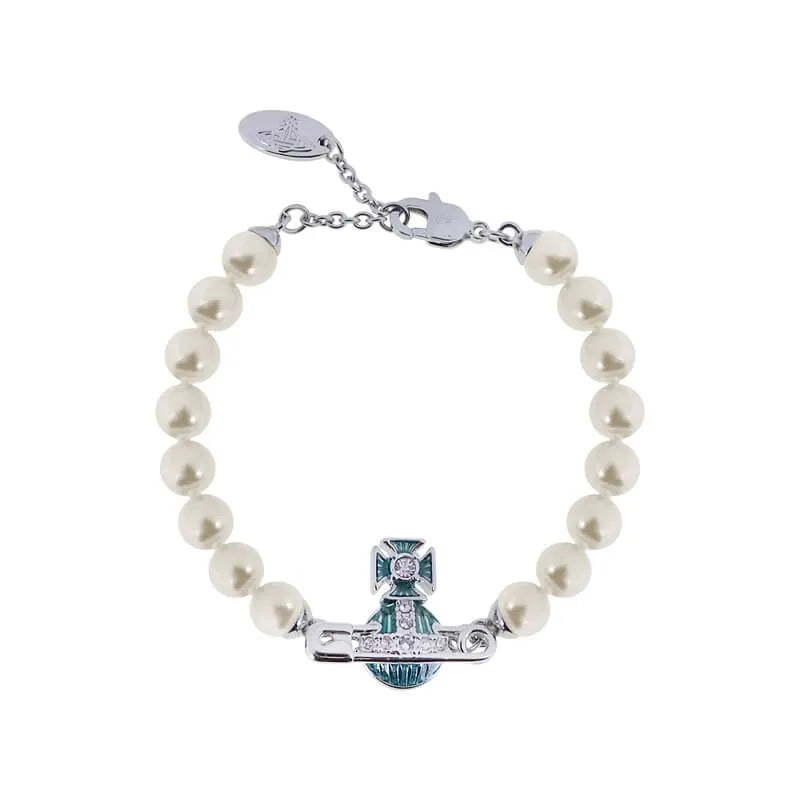 Pearl Orb Safety Pin Bracelet