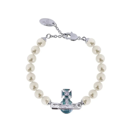 Pearl Orb Safety Pin Bracelet